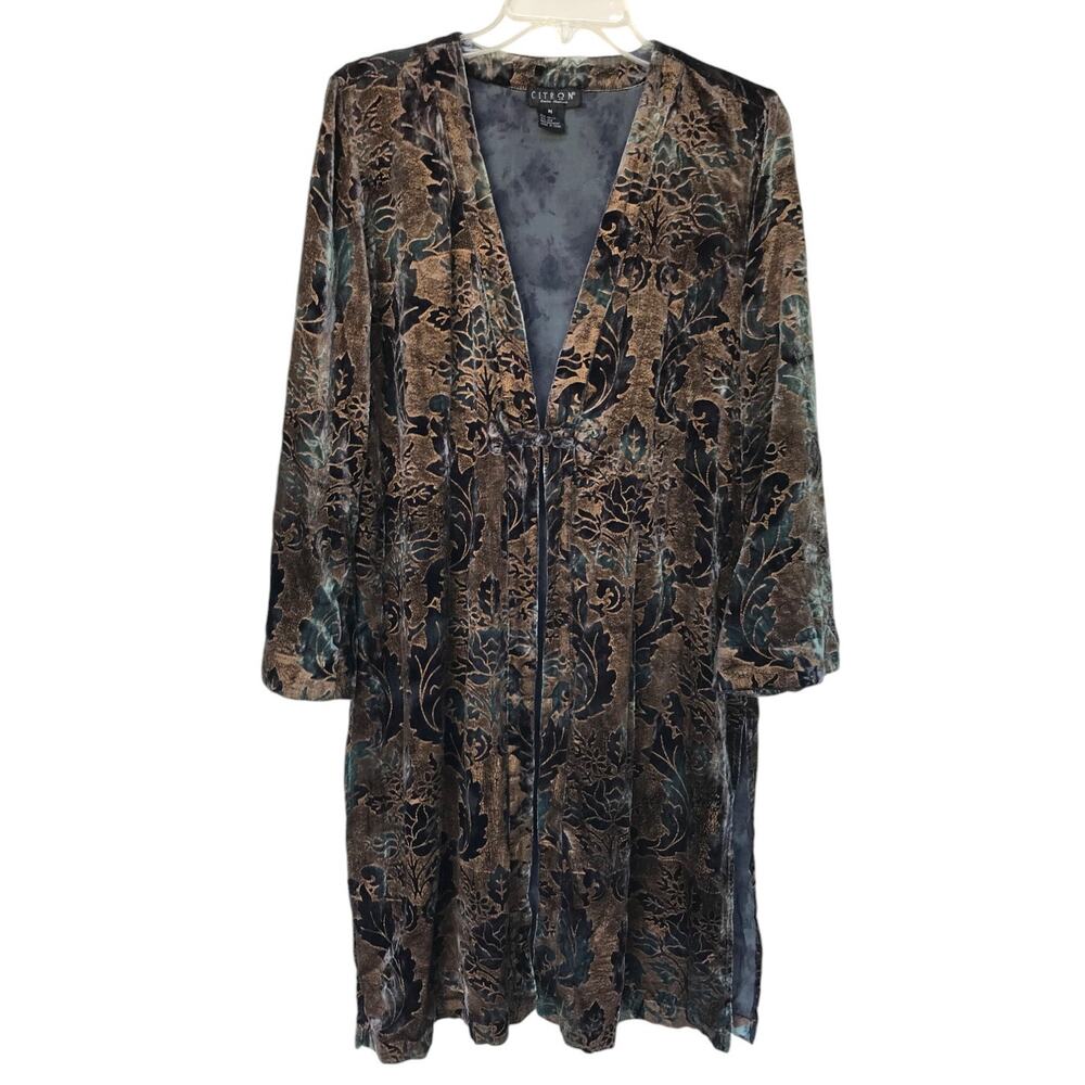 Citron Textured Velvet Robe - Duster - Iridescent and Colorful size M